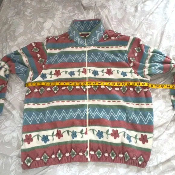 Vintage Alfred Dunner Nautical full zip Coastal Grandma style Plushy Fleece XXL - Picture 6 of 9